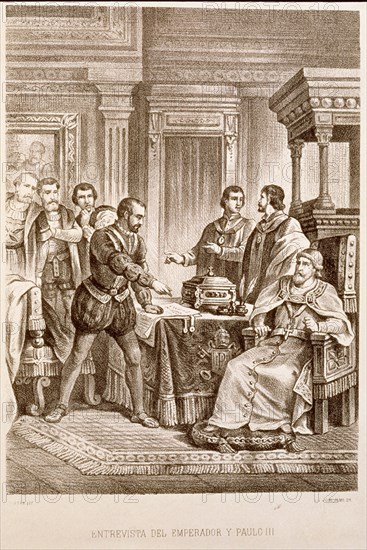 H ESPANA-ENTREVISTA DE CARLOS I Y EL PAPA PAULO III
MADRID, BIBLIOTECA NACIONAL B