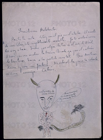 GARCIA LORCA FEDERICO 1898/1936
CARTA A MELCHOR CON DIBUJO SATIRICO
MADRID, FUNDACION GARCIA