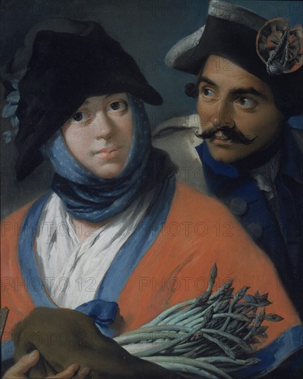 TIEPOLO LORENZO 1736/1776
VENDEDORA DE ESPARRAGOS CON SOLDADO
MADRID, COLECCION DUQUESA SANTO