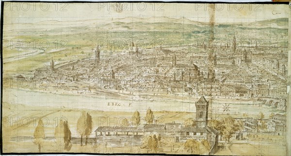 WYNGAERDE ANTON VAN DEN ?/1571
ZARAGOZA-DIBUJO-AGUADA-SEPIA-1563-420X1305MM - Conj nº