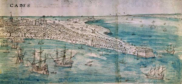 WYNGAERDE ANTON VAN DEN ?/1571
CADIZ-1567-DIBUJO-AGUADA-SEPIA-271X1065MM
VIENA, BIBLIOTECA