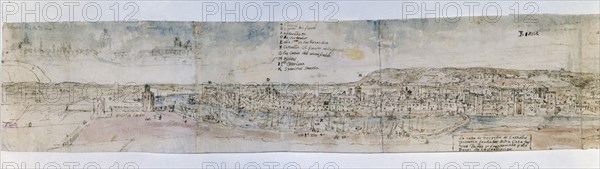 WYNGAERDE ANTON VAN DEN ?/1571
SEVILLA Y TRIANA-1567-DIBUJO-SEPIA-108X900MM
VIENA, BIBLIOTECA