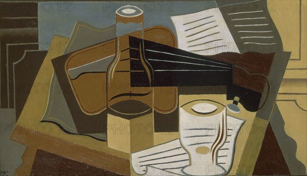 GRIS JUAN 1887/1927
VIOLIN BOTELLA Y VASO-OLEO SOBRE LIENZO-33X55 CM
MADRID,