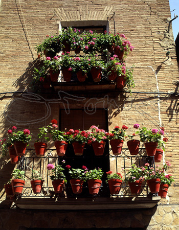 CALLE MAYOR-FACHADA-DETALLE DE BALCON CON TIESTOS
PUENTE LA REINA, EXTERIOR
NAVARRA