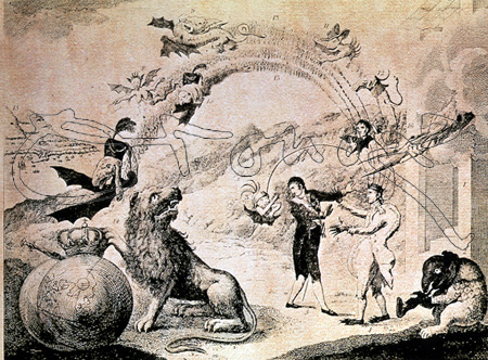 ENIGMA DE IDEAS DE NAPOLEON PARA ESPANA-CARICATURA DE FERNANDO VII Y PEPE BOTELLA S XIX
MADRID,