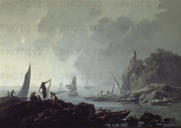 PILLEMENT JEAN 1728/1808
PAISAJE COSTERO CON PESCADORES
STRAFFIELD, COLECCION