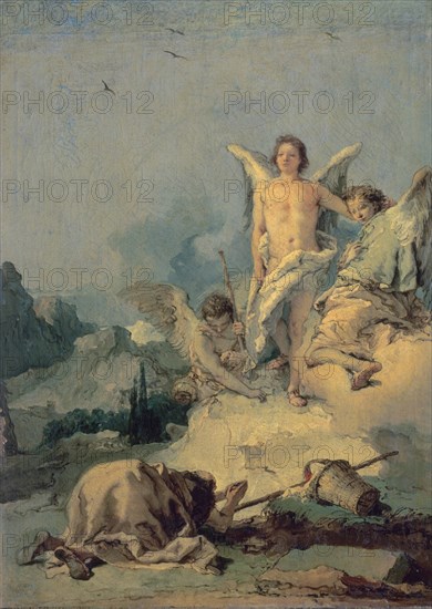 TIEPOLO GIOVANNI BATTISTA 1696/1770
ABRAHAM Y LOS TRES ANGELES-57X42 CM
PEDROLA, PALACIO