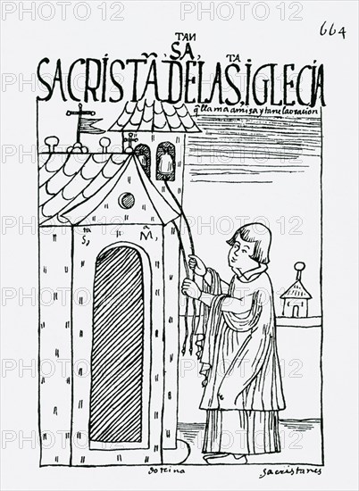Poma de Ayala, Sacristan ringing bells for the mass