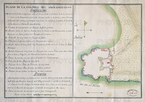 PLANO-COLONIA DE SACRAMENTO-S XVIII-VITRINA 20
SEVILLA, ARCHIVO INDIAS
SEVILLA