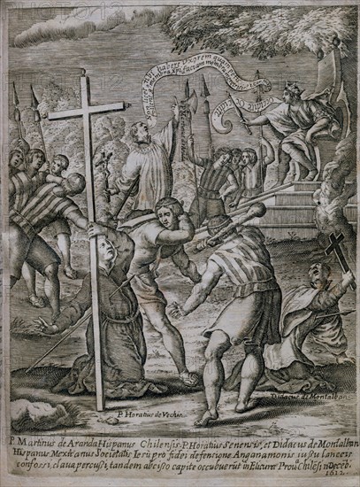 GRABADO-MUERTE DE JESUITAS A MANOS DE INDIOS-PADRE MARTIN DE ARANDA-ELICURA(CHILE)
MADRID,