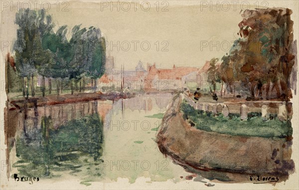 LLORENS FRANCISCO 1874-1948
CANAL DE BRUJAS-ACUARELA 9X13,5 CMS-1903