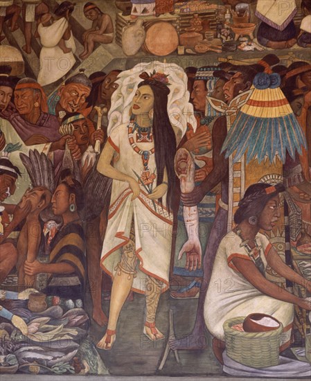 RIVERA DIEGO 1886/1957
TABLERO - MERCADO DE TLATELOLCO - DETALLE DE MUJER TATUADA
MEXICO DF,