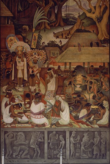 RIVERA DIEGO 1886/1957
TABLERO-TRABAJOS MEXICANOS-FUNDIDORES Y ARTESANOS
MEXICO DF, PALACIO