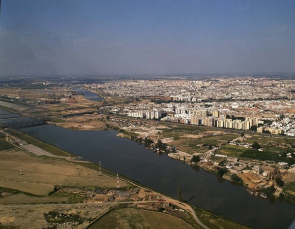 Seville, Aerial view of the Island of la Cartuja