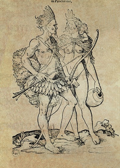 GRABADO-INDIO TUPI DEL BRASIL CON ADORNO DE PLUMAS-AMERINDIO
MADRID, BIBLIOTECA NACIONAL H