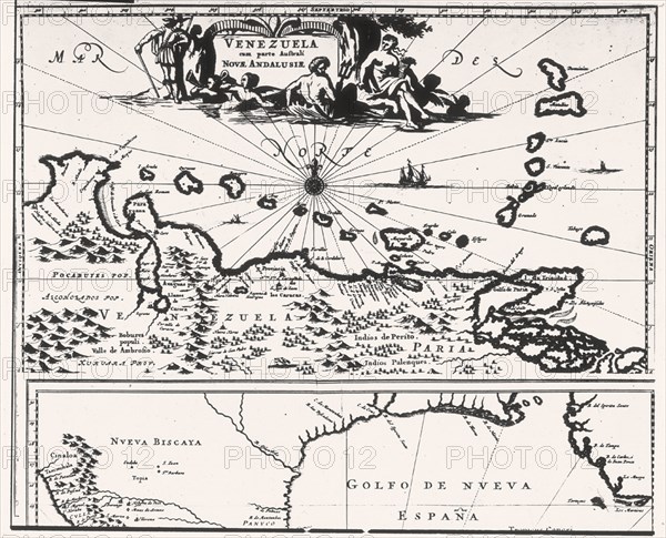 GRABADO-MAPA DE VENEZUELA(NUEVA ANDALUCIA)-S XVII
MADRID, BIBLIOTECA NACIONAL H