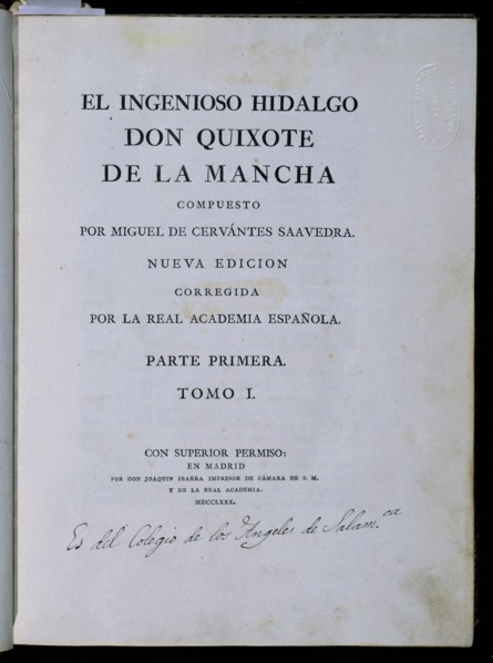 Cervantes, Don Quixote de la Mancha - First edition printed by Ibarra in 1780