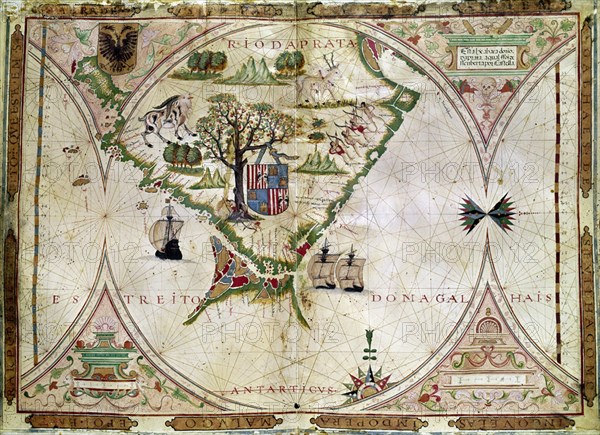VAZ DOURADO FERNAO 1520/80
ATLAS-1568-MAPA-ESTRECHO DE MAGALLANES-FOL 7- CARTOGRAFIA S