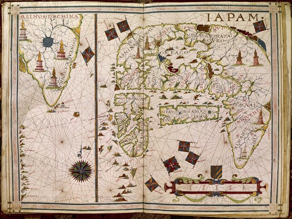 VAZ DOURADO FERNAO 1520/80
ATLAS PORTULANO - 1568 - MAPA DE JAPON - FOL 9- S XVI