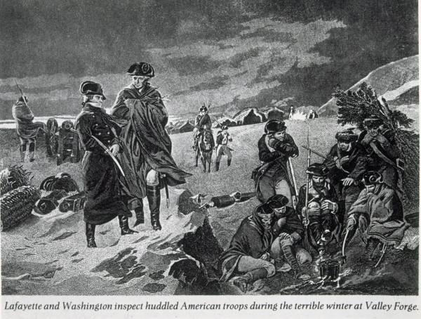 George Washington et La Fayette à Valley Forge entre 1777 et 1778