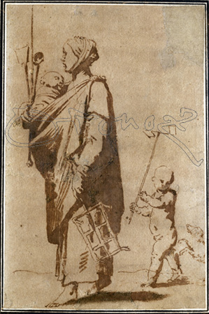 RIBERA JOSE DE 1591/1652
MUJER CON BEBE EN BRAZOS SEGUIDA DE NIÑO Y PERRO-
COLECCION