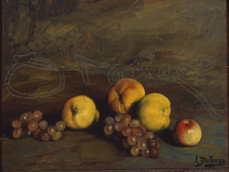 ZULOAGA IGNACIO 1870-1945
BODEGON(MELOCOTON,MANZANAS,PERA Y UVAS)
PEDRAZA, COLECCION SUAREZ