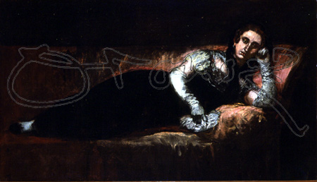 ZULOAGA IGNACIO 1870-1945
(MUJER RECOSTADA CON MANTILLA EN LA CABEZA Y GUANTES)
PEDRAZA,