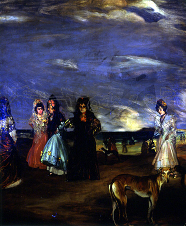 ZULOAGA IGNACIO 1870-1945
(MUJERES CON MANTILLAS Y PERRO EN PRIMER PLANO)
PEDRAZA, COLECCION