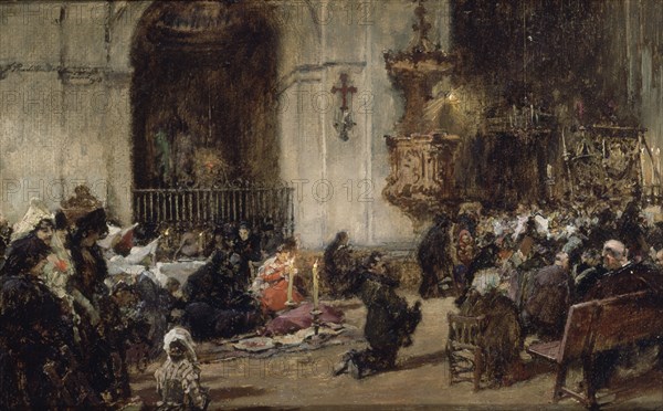PRADILLA ORTIZ FRANCISCO 1848/1928
EN EL TEMPLO-1918-OLEO CARTON,17x27 CM
HABANA LA, MUSEO BELLAS