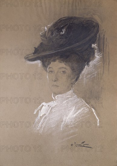 ROMERO DE TORRES JULIO 1874/1930
RETRATO DE DAMA CON SOMBRERO -DIBUJO-
MADRID, COLECCION CAROLINA