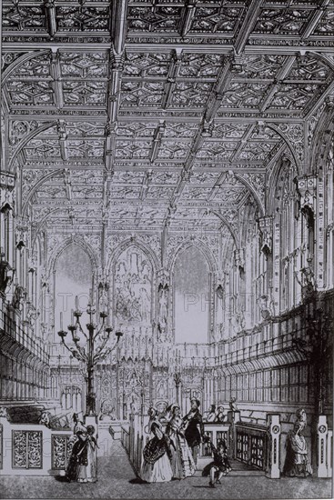GRABADO-INTERIOR DE LA CAMARA DE LOS LORES-ILUST ESPAÑOLA/AMERICANA
MADRID,