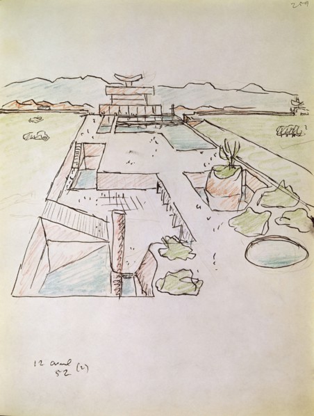 Le Corbusier, Dessin de l'ensemble architectural de Chandigarh