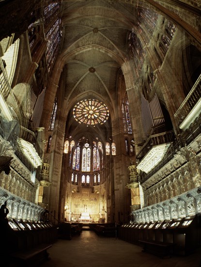 INTERIOR-VISTA DEL CORO CON EL ALTAR MAYOR AL FONDO
LEON, CATEDRAL
LEON

This image is not