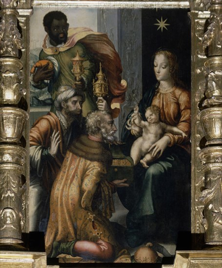 MORALES LUIS DE 1515/1586
RETABLO MAYOR - DETALLE DE LA ADORACION DE LOS REYES - S XVI
ARROYO DE