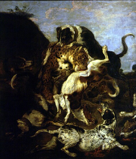 VOS PAUL DE 1596/1678
(PELEA ENTRE JAURIA DE PERROS Y TIGRE)