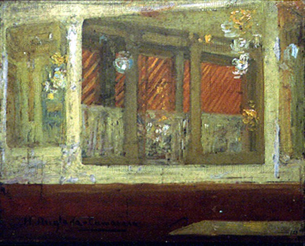 ANGLADA CAMARASA H 1871/1959
INTERIOR DE CAFE(CAFE NAPOLITANO)1900/1904-OLEO/TABLA 21,7X27 CM-INV