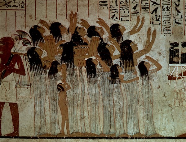 TUMBO II-FRESCO:ENTERRADORAS AL ESTILO AMARNA-ARTE EGIPCIO
TELL EL-AMARNA, TUMBA DE