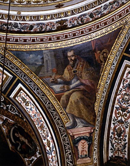 INTERIOR-DET PECHINA:PAPA-FRESCO-CUPULA ENTRE LA SACRISTIA Y CAPILLA S JERONIMO
GUADALUPE,