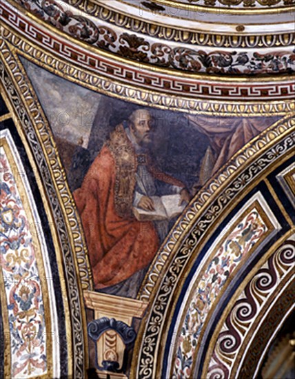 INTERIOR-DET PECHINA:PAPA-FRESCO-CUPULA ENTRE LA SACRISTIA Y CAPILLA S JERONIMO
GUADALUPE,
