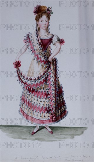 CRUZ Y RIOS LUIS DE 1776/1853
ACUARELA-REINA MARIA JOSEFA AMALIA CON TRAJE DE CASTIZA