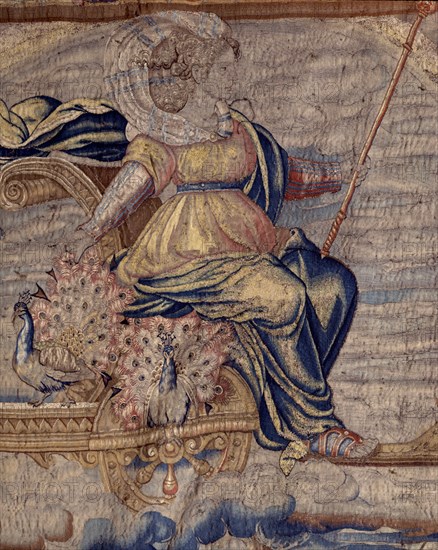 RONDE CORNELIS DE 
TAPIZ S XVII-"ENEAS CAMINO DE ITALIA"DET SUPERIOR IZQDO DIDO-Hª DIDO Y