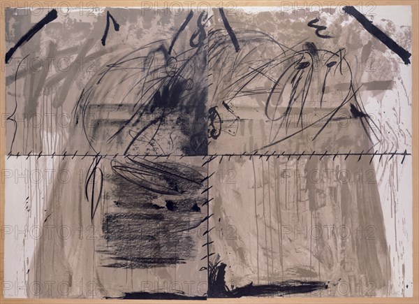 TAPIES ANTONI 1923-
SIN TITULO 1967 - LITOGRAFIA COLOREADA Nº 823/9/59/1967 4 HOJAS DE PAPEL DE