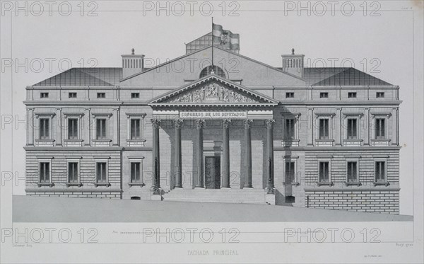 PASCUAL Y COLOMER NARCISO 1801/70
DIBUJO DE LA FACHADA PRINCIPAL DEL PALACIO DEL CONGRESO(MEMORIA