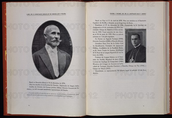 LIBRO-DOBLE PAGINAS 82/83-RETRATOS ILMO SR CONSTANTE MIQUELEZ Y D.LEOPOLDO EIJO Y GARAY
MADRID,