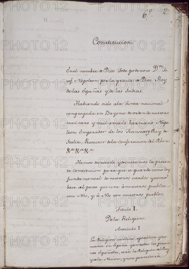 CONSTITUCION DE BAYONA 6 DE JULIO DE 1808 - PAGINA 2
MADRID, CONGRESO DE LOS
