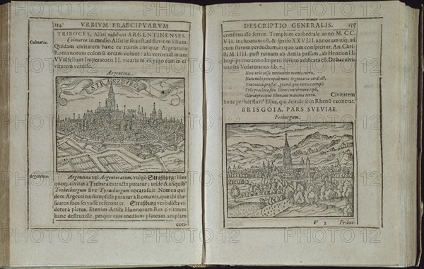 "URBIUM PRAECIPURAUM-DESCRIPTIONE GENERALIS"GRABADOS:ESTRASBURGO Y FRIBURGO PG 154/155
MADRID,