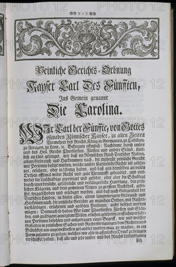 CODICE CRIMINAL DEL EMPERADOR CARLOS V,VULGARMENTE LLAMADO"LA CAROLINA"-PAGINA EN ALEMAN
MADRID,