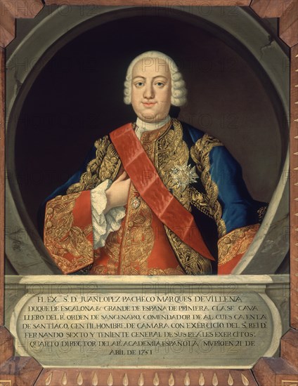 JUAN LOPEZ PACHECO- MARQUES DE VILLENA-DUQUE DE ESCALONA-CUARTO DIRECTOR DE LA ACADEMIA- (+1751)