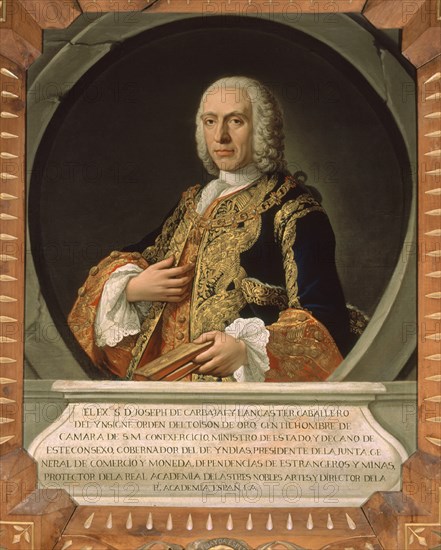 JOSE DE CARVAJAL Y LANCASTER ( 1698 -1754)- O/L-  PROTECTOR  DE LAS NOBLE ARTES- QUINTO
