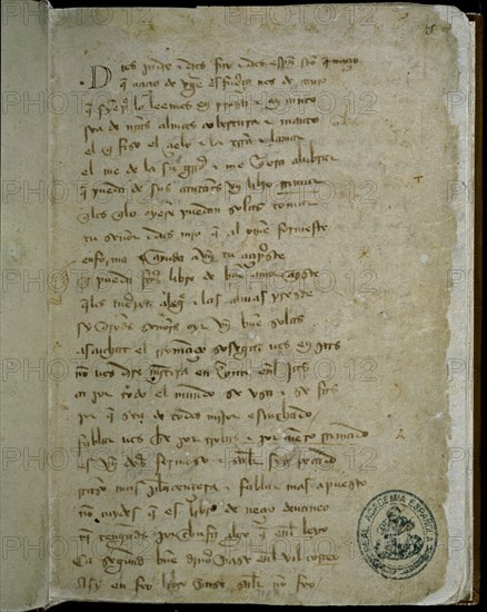 HITA ARCIPRESTE 1283/1350
MANUSCRITO DEL LIBRO DEL BUEN AMOR/ S XIV
MADRID, ACADEMIA DE LA